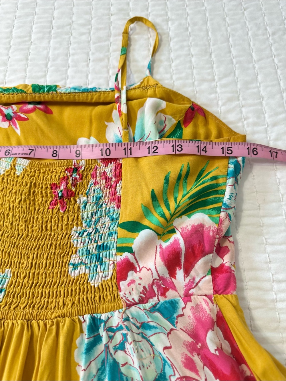Old Navy Women’s M Viscose Blend Yellow Floral Fit-and-Flare Sundress Summer - Picture 5 of 13